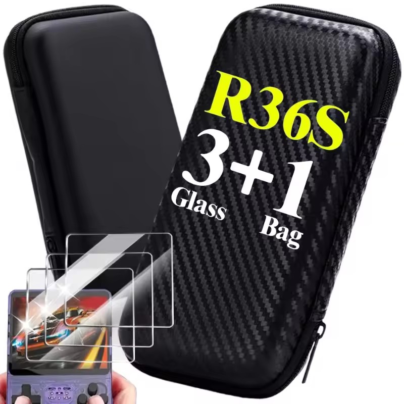 Gaming Console R36S - Custodia 4 in 1 + Vetro