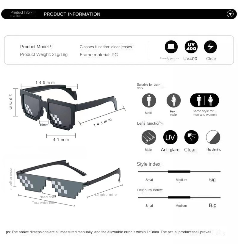 Mosaico per uomo e donna Pixel - Gaming Glasses Uv recensione e prezzo